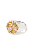 Guardian Ring, 18k Yellow Gold with Sterling Silver, Diamonds & Green Onyx